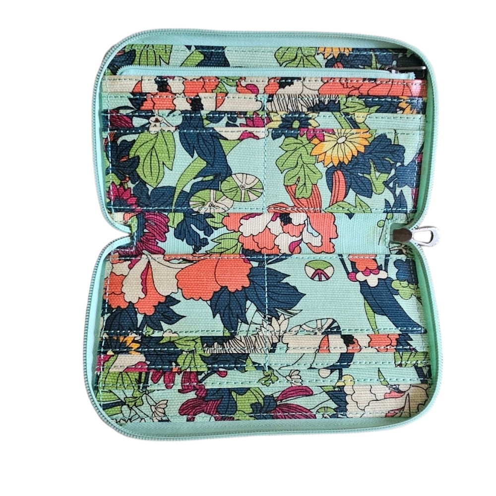 Sakroots Women's Zip Around Wallet Opens Up Completely Fun Peace Design EUC - Picture 2 of 5